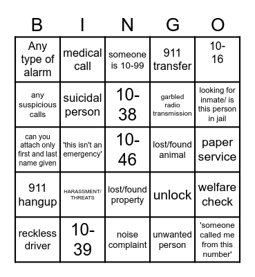 Dispatch Bingo Card