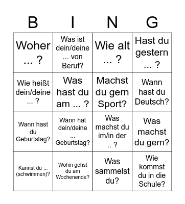 Hallo! Bingo Card