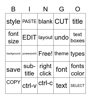 ICT BINGO Card