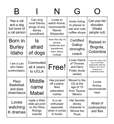 Bingo Ed 171 A Bingo Card
