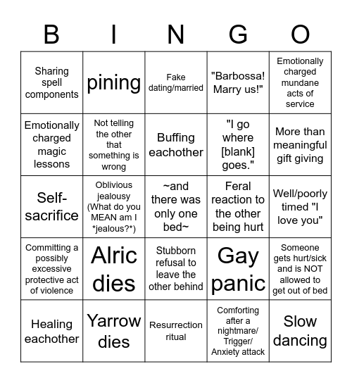 Gay Wizards Bingo Card