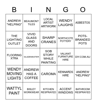 Selling Houses Australia Bingo Card