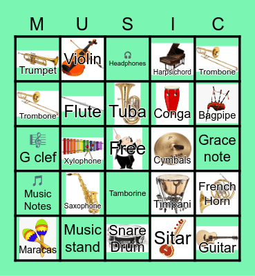 "MUSIC" Bingo Card