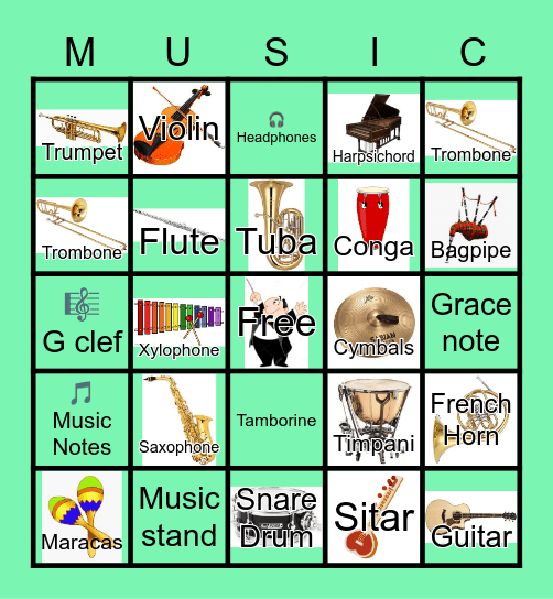"MUSIC" Bingo Card