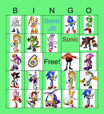 Sonic Bingo Card