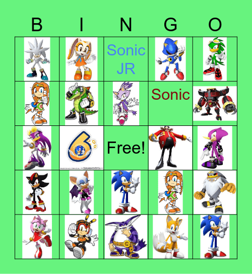 Sonic Bingo Card