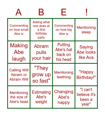 B I N G O Bingo Card