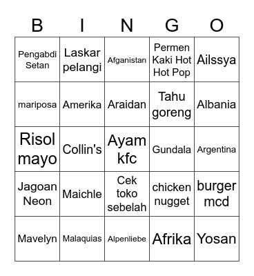 PUNYA ELO Bingo Card