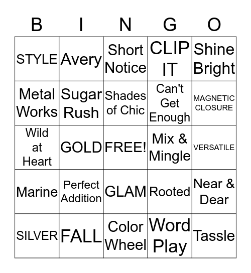 Jewelry Bingo! Bingo Card