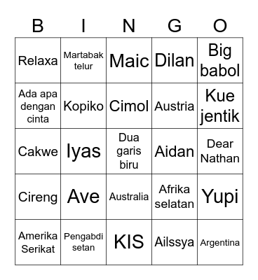 Untitled Bingo Card