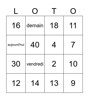 les chiffres -100 par 10; jours Bingo Card