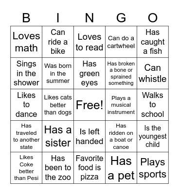 Relationship Skills Bingo Card