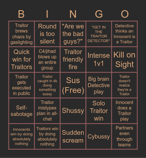 The NijiEN TTT Experience Bingo Card