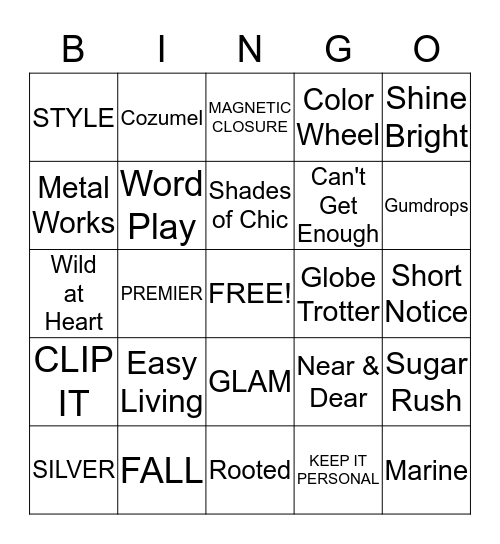 Jewelry Bingo! Bingo Card