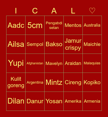 INCANTATIO Bingo Card