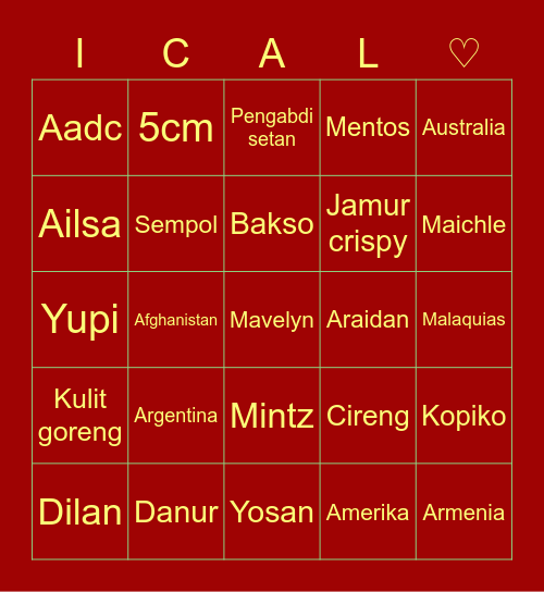 INCANTATIO Bingo Card