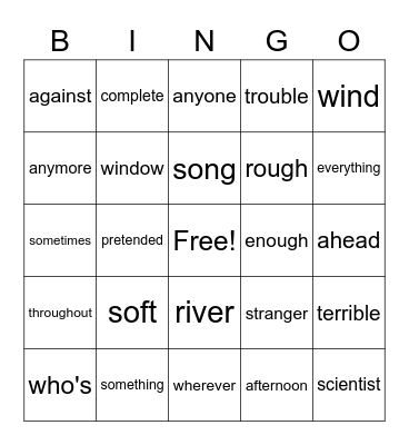 2-6b Bingo Card