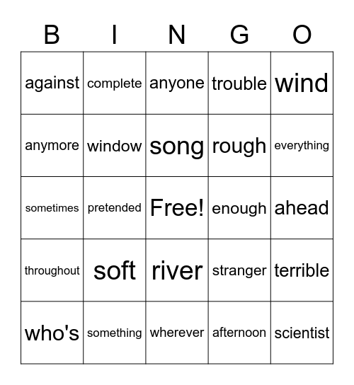 2-6b Bingo Card