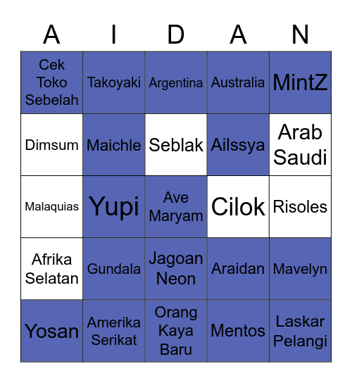 Kotak Aidan Bingo Card