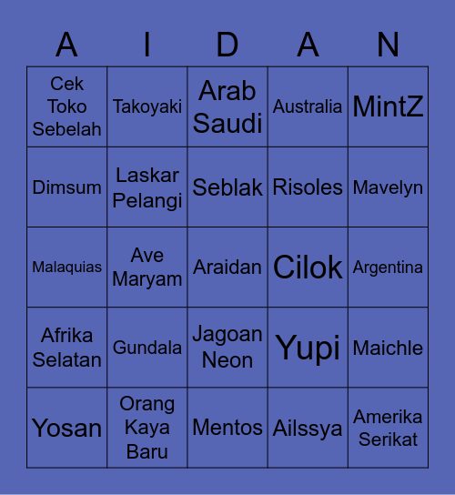 Kotak Aidan Bingo Card
