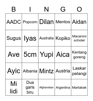 Untitled Bingo Card
