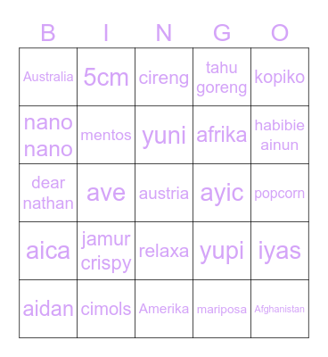 Untitled Bingo Card