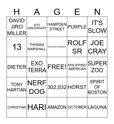 40TH ANNIVERSARY BINGO Card