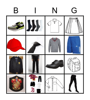 6° - U2L1 - school uniform Bingo Card