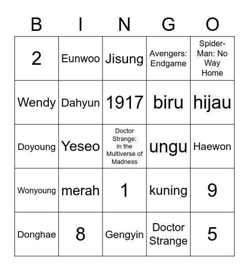 TAJ05YESEO Bingo Card