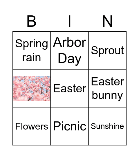 Spring Bingo for K-3 Bingo Card