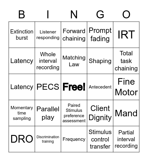 ABA Bingo Card