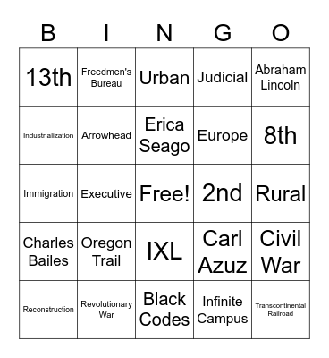 Random Social Studies Bingo Card