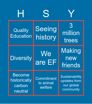 EF Impact & Us Bingo Card