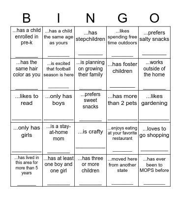 FIND SOMEONE WHO... Bingo Card