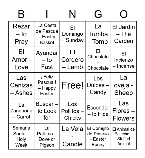 Pascua Bingo Card