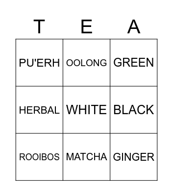 APRIL TEA CHALLENGE Bingo Card