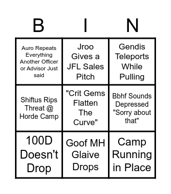 Overclock Raid Night Bingo Card