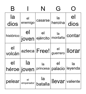 Legend Bingo Card