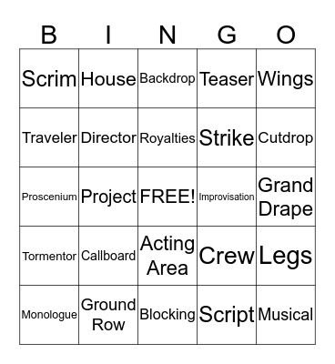Theatre Vocab BINGO Card
