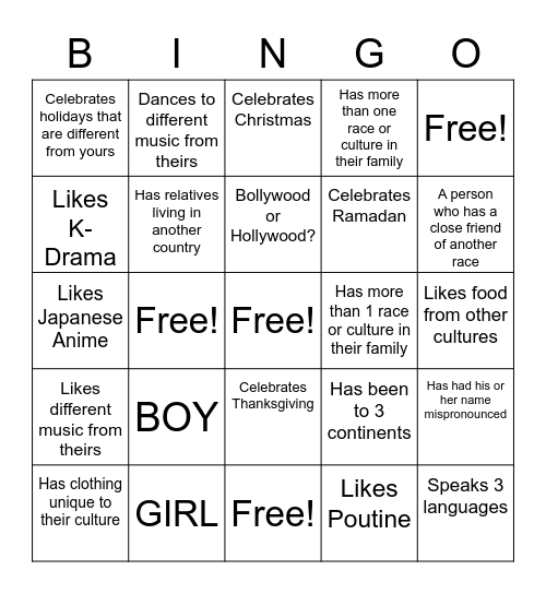 BINGO Card