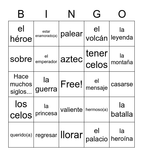 4.1 Vocab Bingo Card