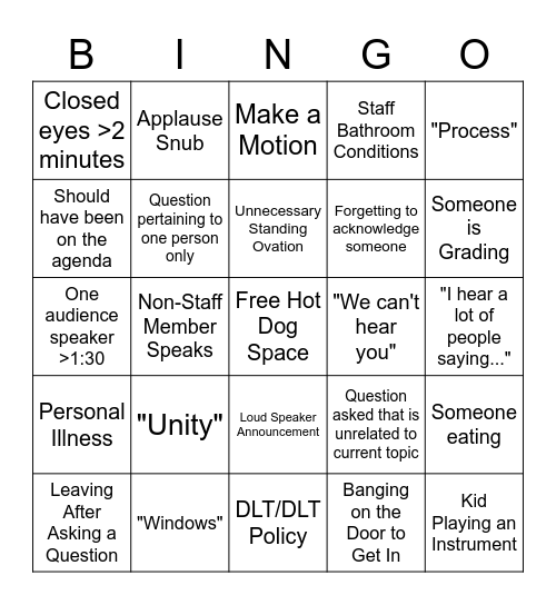 Faculty Meeting Bingo 5/4/22 Bingo Card