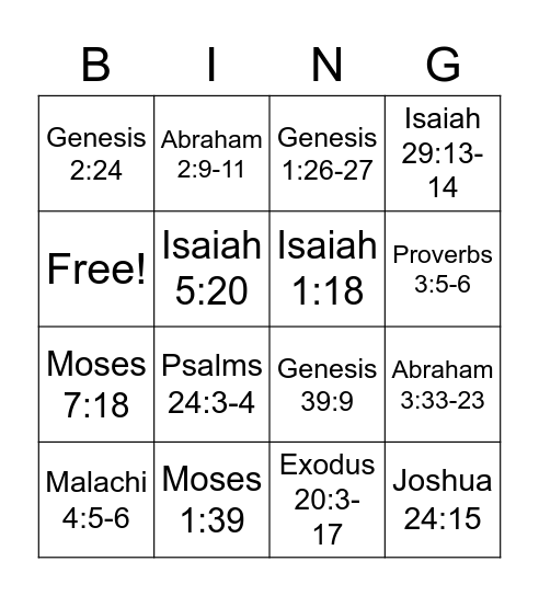 Old Testament DM Bingo Card