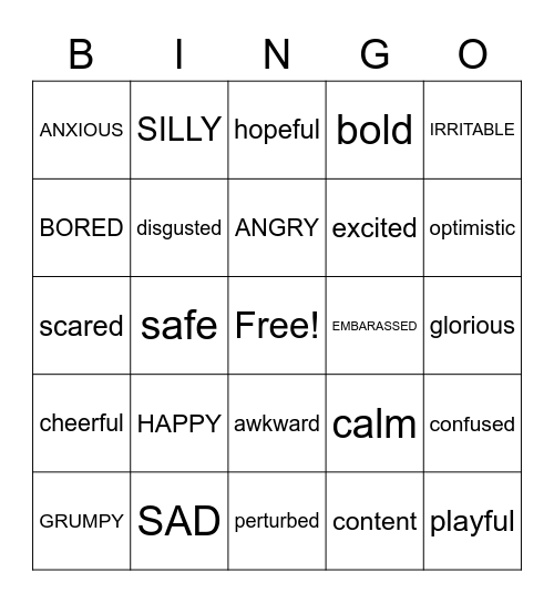 FEELINGS BINGO Card