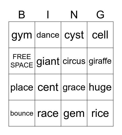 "C Train" and "G Train" Bingo Card