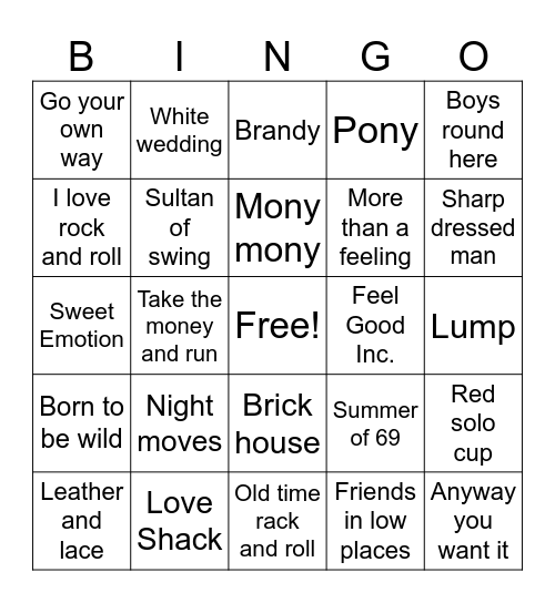 Dive Bar Classics Bingo Card