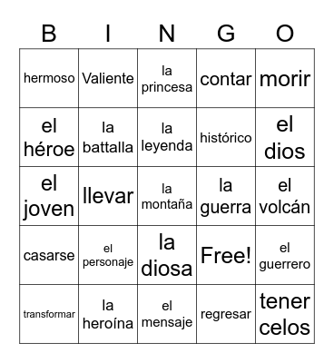 Spanish 4.1 Bingo Card