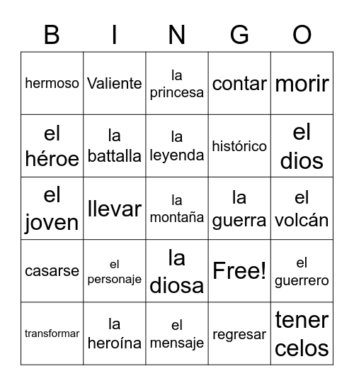 Spanish 4.1 Bingo Card