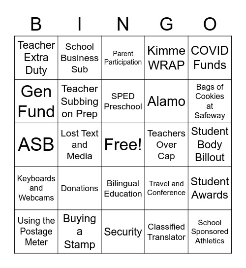 Code Component Craziness Bingo Card