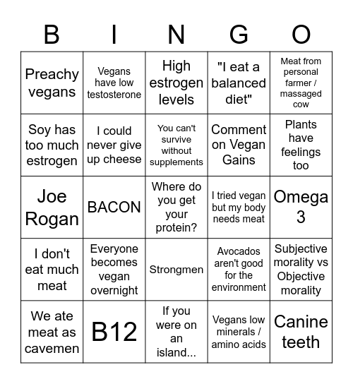 Vegan Bingo Card